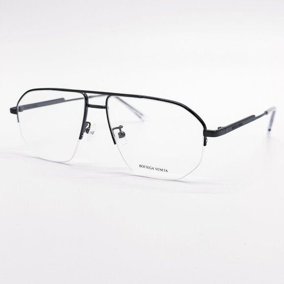 NEW BOTTEGA VENETA EYEGLASSES BV1109O 001 BLACK AVIATOR UNISEX EYEWEAR - Picture 3 of 8